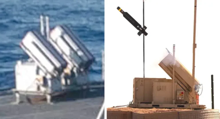 Сравнение пусковых установок на корабле USS Bainbridge (слева) и наземной пусковой установки Coyote Block 2