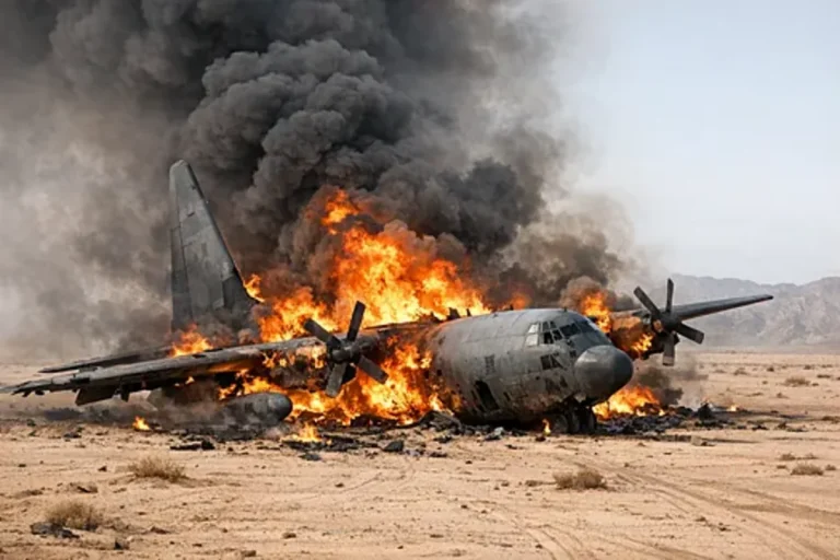 Горящий C-130 Hercules