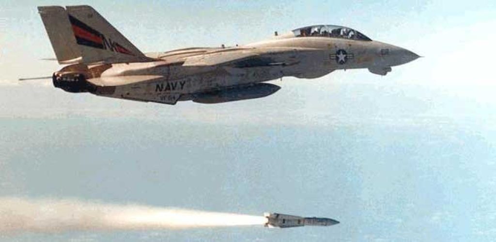 A real F-111B during AIM-54 Phoenix testing, preferably carrying missiles under the wings