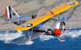 "The Flying Barrel." A restored Grumman F3F-2 biplane deck-based fighter
